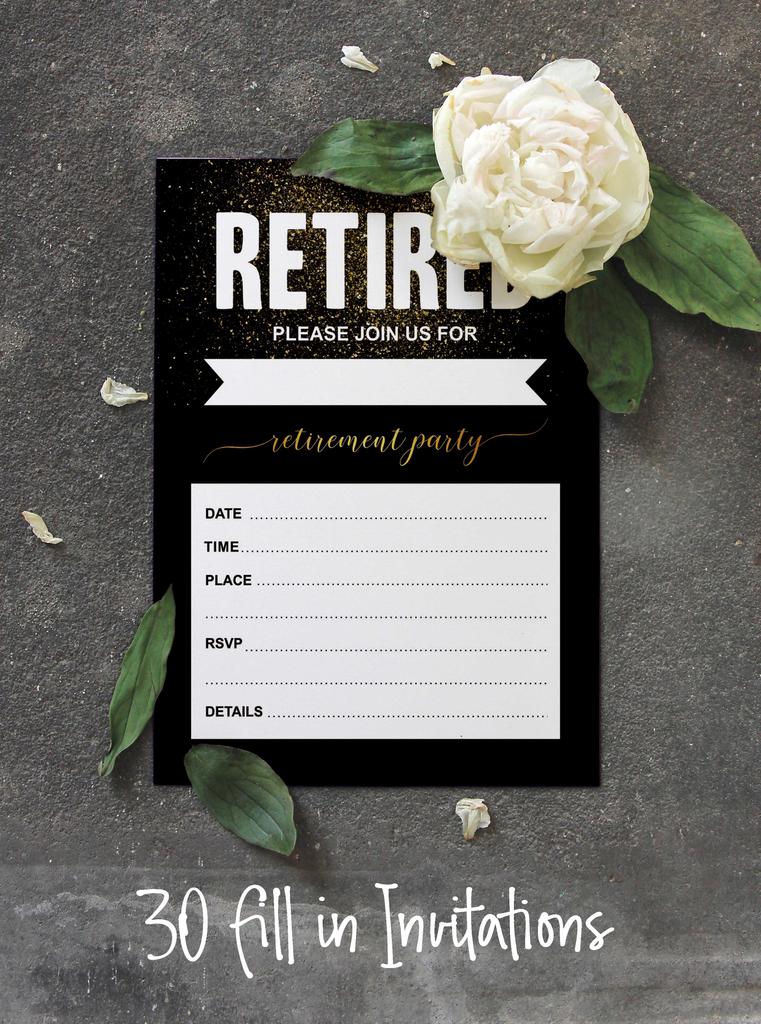 Inkdotpot Упаковка из 30 приглашений «Присоединяйтесь к нам» с конвертами, пригласительные открытки на вечеринку по случаю выхода на пенсию, принадлежности для вечеринок в стиле «Заполняй в». 5 X 7 дюймов