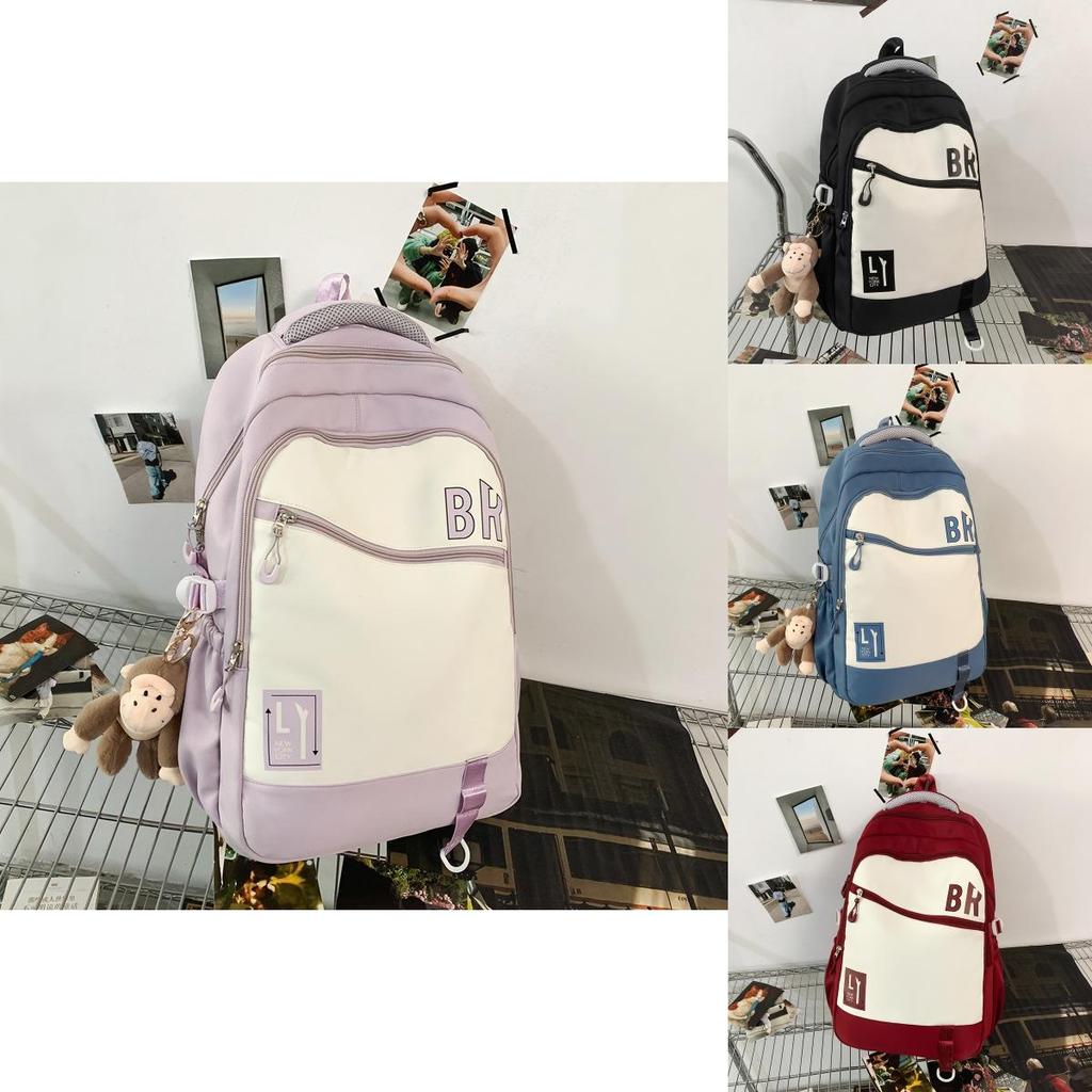 Letter Pattern Fashionable Students Large Capacity Backpack Pendant With