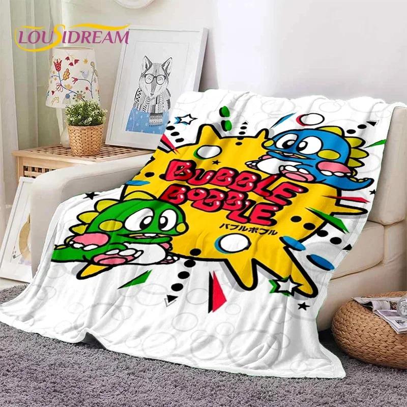 Мультяшный Bubble Bobble Puzzle Bobble Retro Game Мягкое фланелевое одеяло для кроватей, спальни, дивана, пикника, плед для отдыха на открытом воздухе