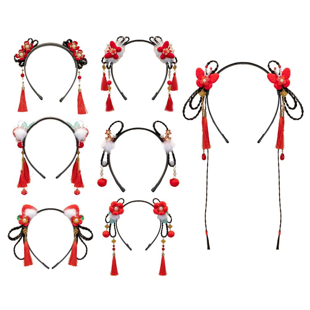 Цветочный детский парик с кисточками для волос в стиле Тан, прическа с косичками, китайские палочки, волосы, год Древний W8Y9