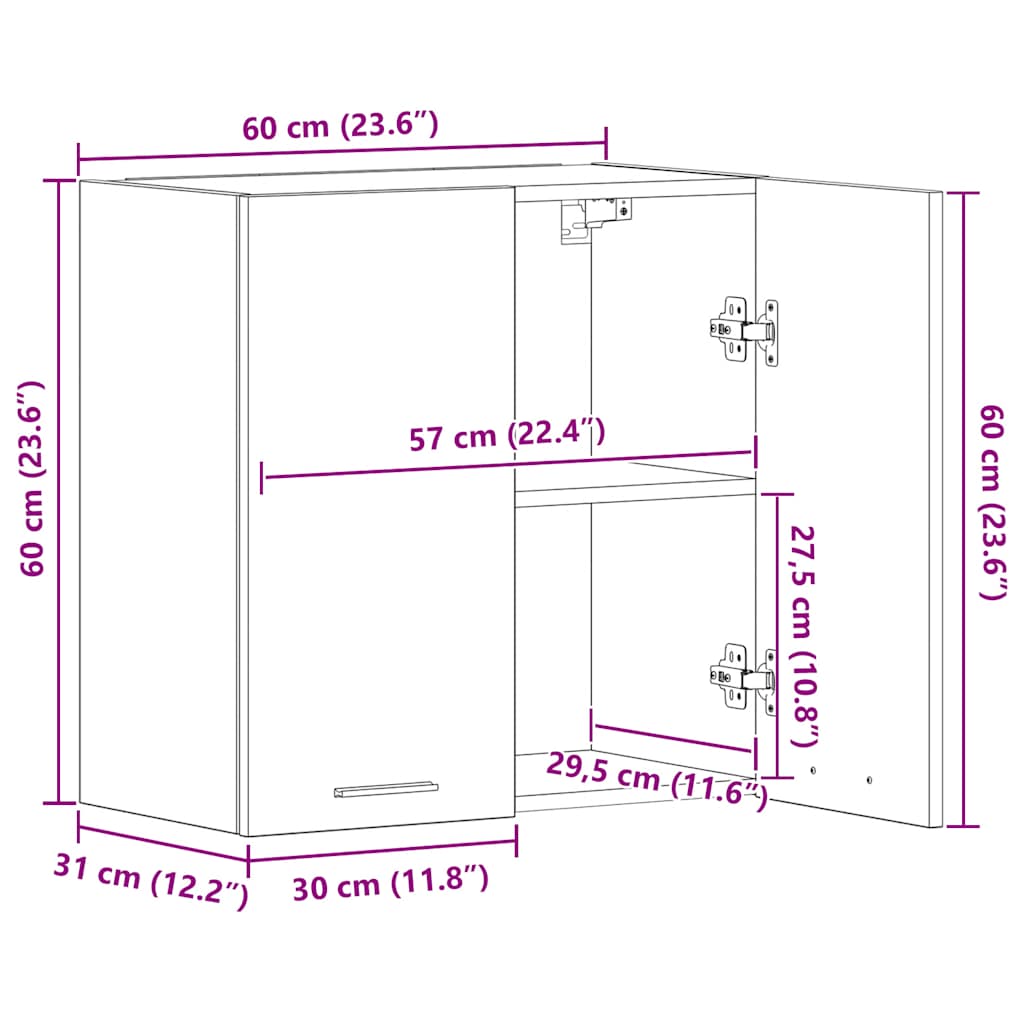 Kitchen Wall Cabinet Lyon Artisan Oak 60 x 31 x 60 cm Particleboard