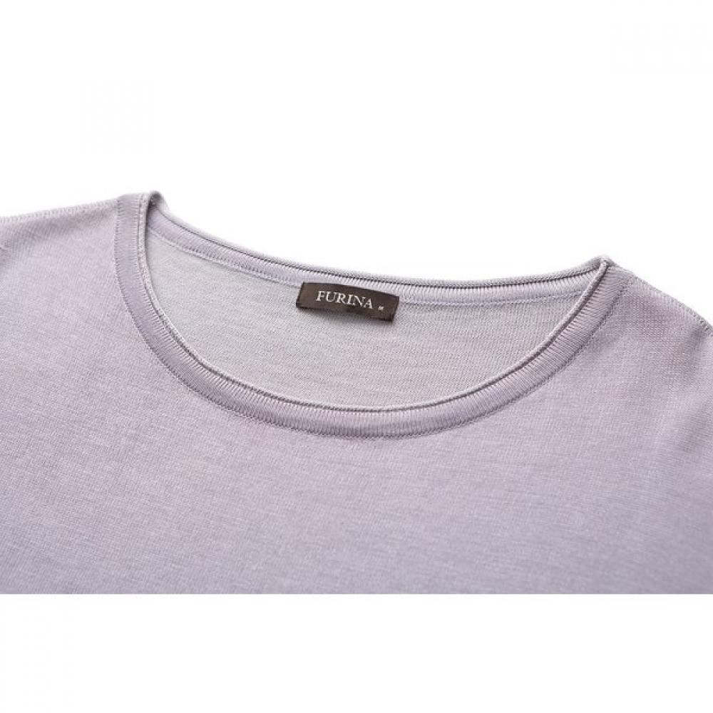 Furina CoTTon Silk STripe KniT Long T shirT