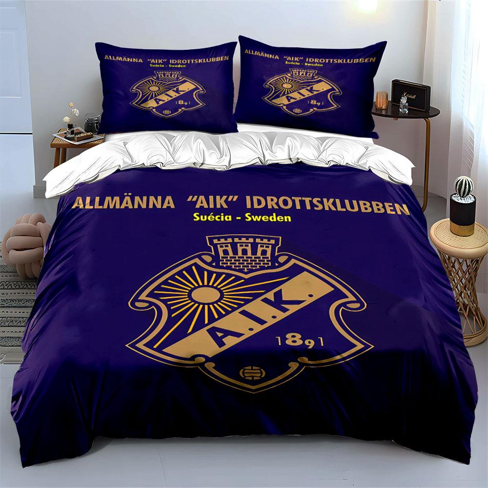 AIK Logo Bedding Set Bedding Duvet Cover Set Duvet Cover Pillowcases (1 * Duvet Cover 2 * Pillowcases, without duvet insert)