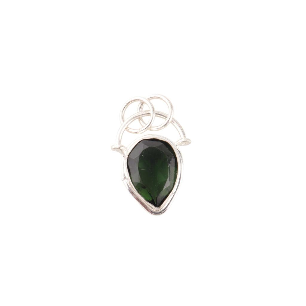 Green Tourmaline Gemstone 925 Sterling Silver Jewelry Handcrafted Pendant 1.01" PP-56-12