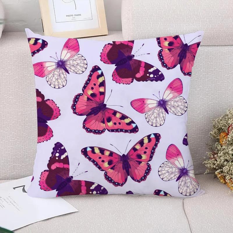 Butterfly Flower Decorative Pillowcase Living Room Office Home Pillowcase Car Ornaments