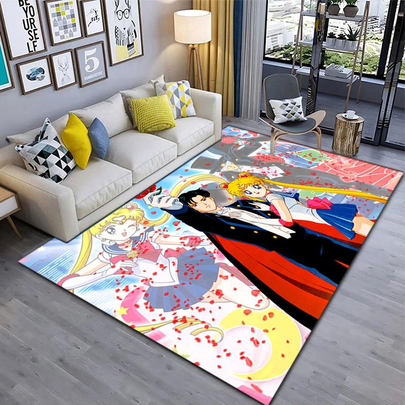 Cute cartoon theme Sailor Moon Tsukino Usagi cartoon rug Multifunctional household anti-slip decorative door mat, outdoor floor mat, and carpet Y5