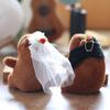 Capybara Cute Wedding With Rose Mesh Headwear Plush Fill Toy Pendant Keychain