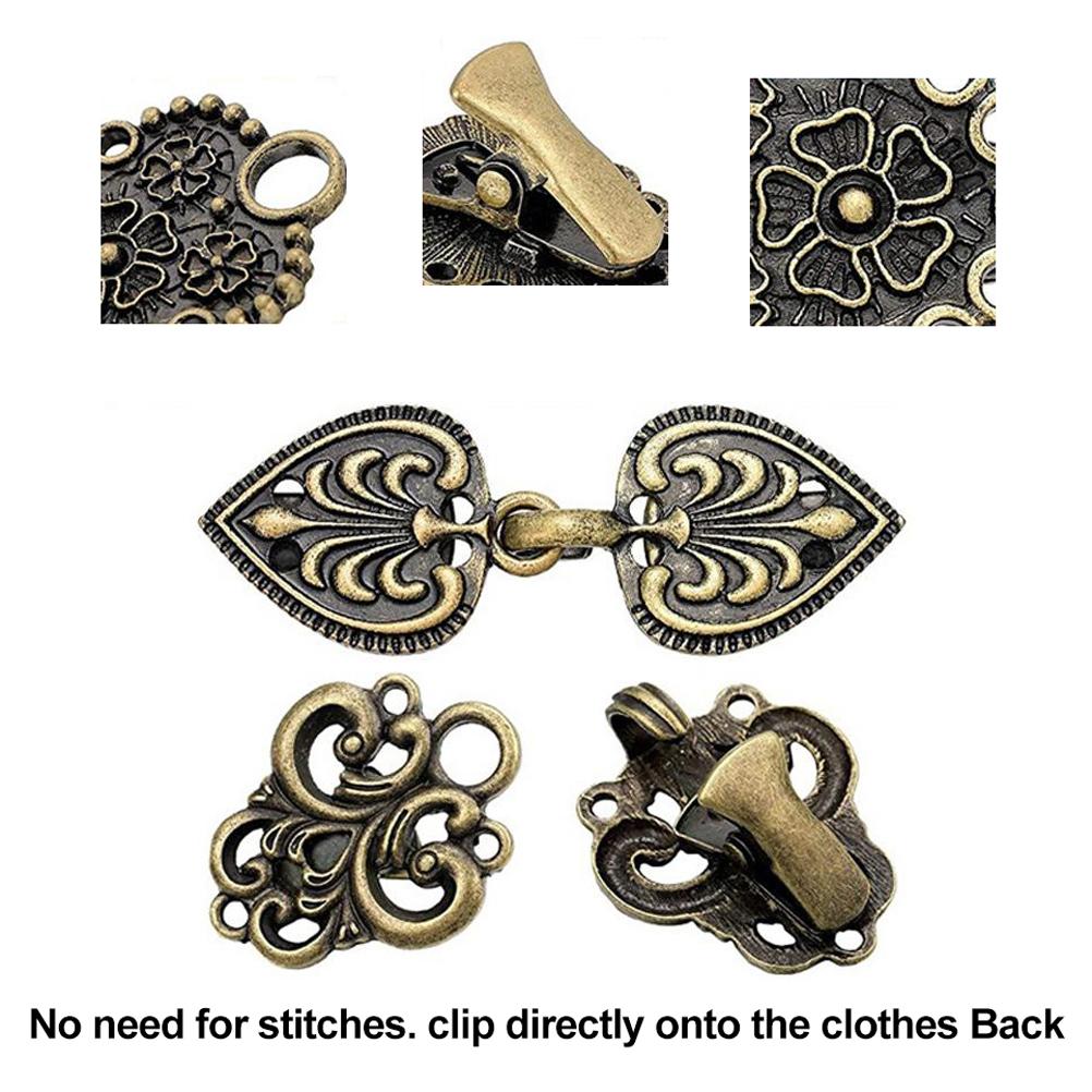 4Pcs Vintage Sweater Swirl Clip Retro Shawl Collar Clasp Cape Cloak Cardigan Clips Dress Shirt Brooch Clip for Girl