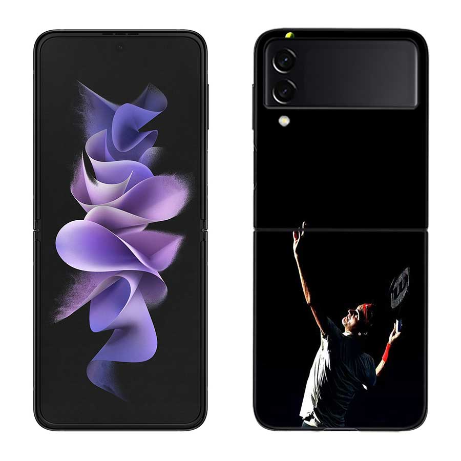 Теннисная ракетка Теннисный мяч Чехол для телефона Для Samsung Z Flip 7 6 5G Galaxy Z Flip 5 4 3 Черный Жесткий чехол-бампер Роскошный ПК-корпус Coque