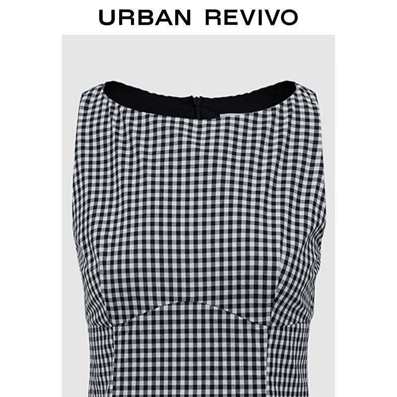 Летнее повседневное платье А-силуэта без рукавов в клетку UR 2025