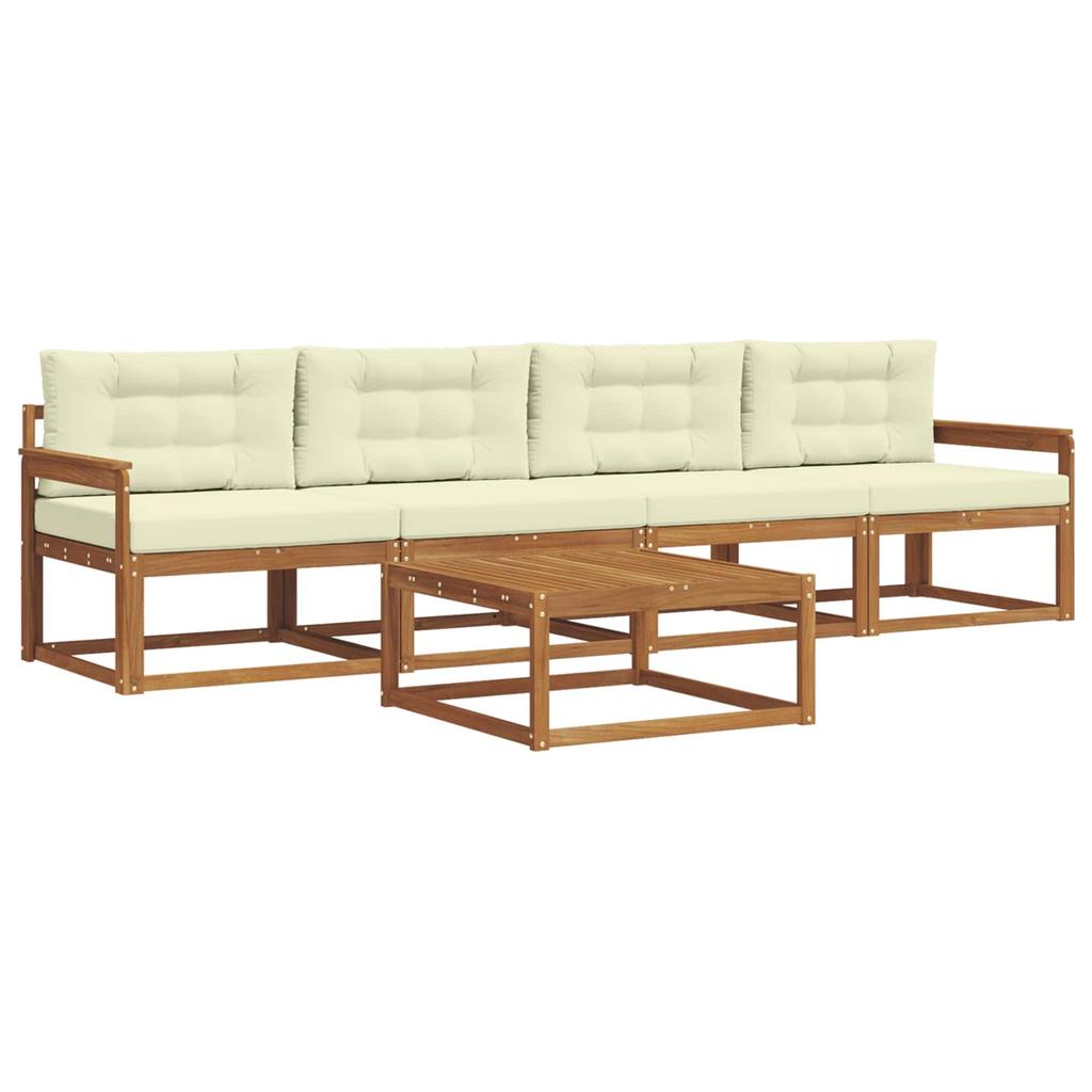 Outdoor Sofa Set with Cushions 5 pcs Natural and Cream