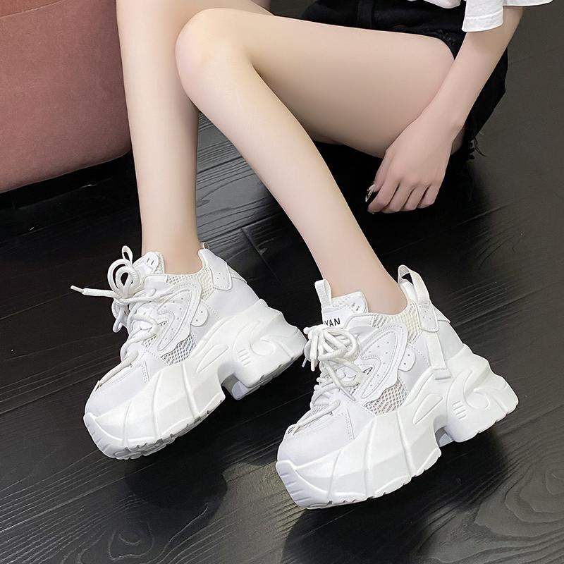 Модная женская спортивная обувь, увеличивающая рост на 9 см, сетчатый верх, толстая подошва, кроссовки для папы, весна-лето, новый стиль, подходит для маленьких размеров