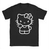 Hello Kitty Middle Finger T Shirt for Men Cotton Funny T-Shirts O Neck Tee Shirt Short Sleeve Tops Unique Women Clothing 2025