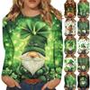 Long Sleeve Shirts For Women Cute Print Graphic Tees Blouses Casual Plus Size Basic Tops Pullover St. Patrick's Day