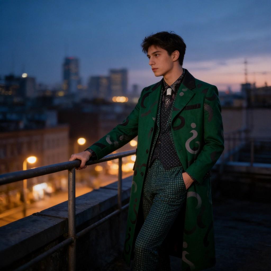 Gotham The Riddler Cosplay Trench Coat With Cotton Blend Fabric For Anime Fans