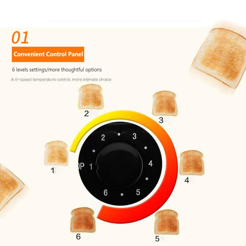 Бытовой тостер на 2 ломтика с очень широкими прорезями 28 мм, 6 уровней настройки, нержавеющая сталь, автоматический
