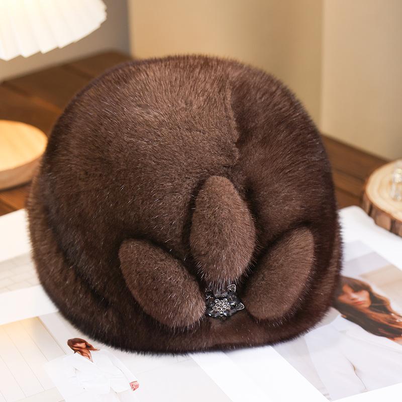Норковые шапки Элегантные женские шапки Шапки из цельного норкового меха Шапки из натурального меха Зимние теплые шапки