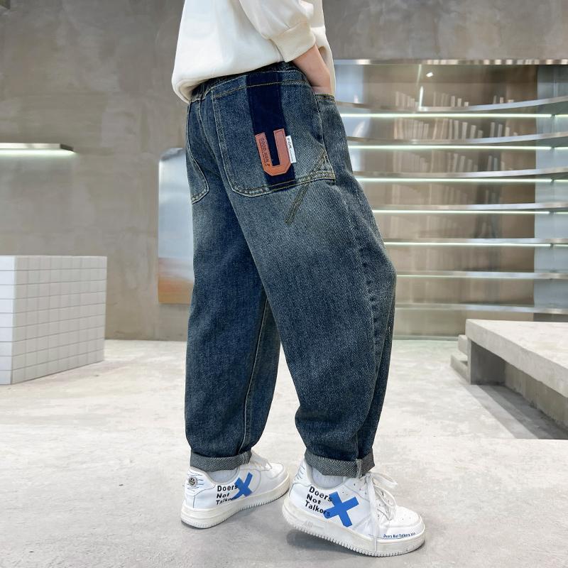 Boys' Autumn Jeans, Spring and Autumn Models, Children's Fashionable Loose Autumn Pants
