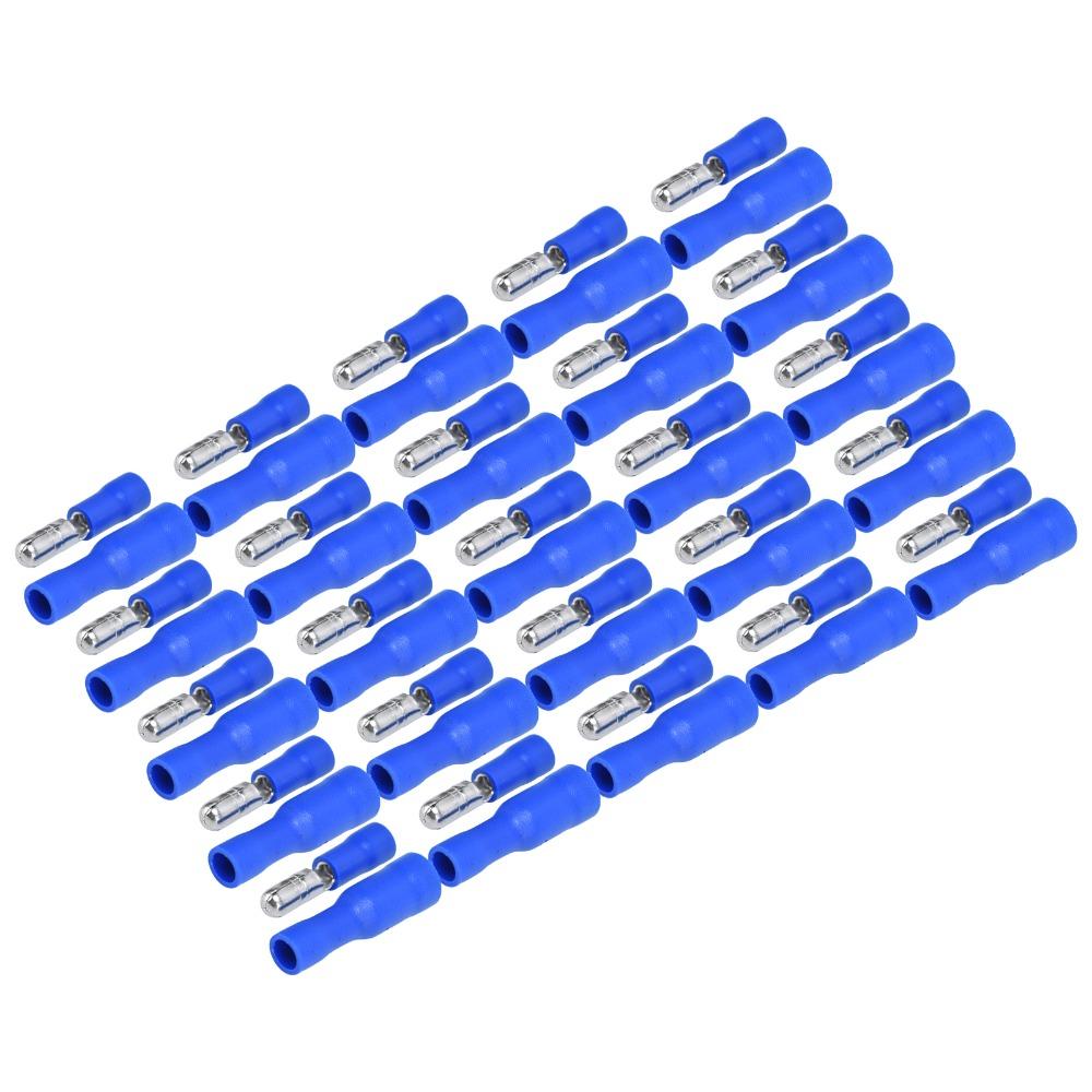 25 Pairs Blue Color Insulated Wire Terminal 16-14AWG Quick Crimp Electrical Butt Connector Male Female Connector