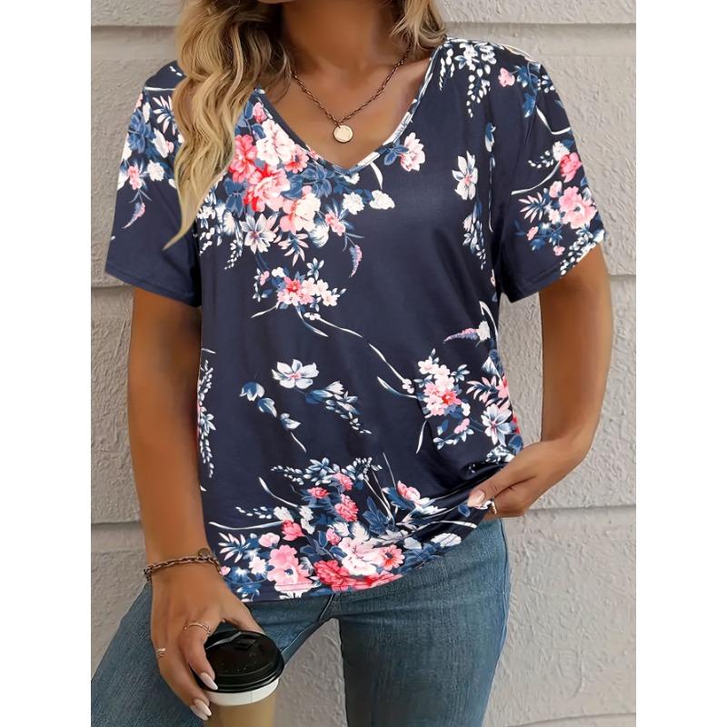 Summer Vintage Casual T-shirt Women Streetwear V-Neck Tees Tops Oversized Clothing Multiple Styles and Sizes To Choose From