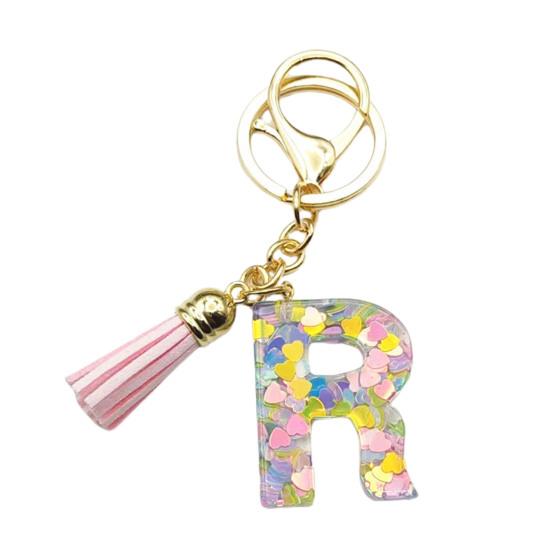 Красочный акриловый брелок с розовыми кистями, декор, буквенная чашка, кулон, брелок для ключей, украшение для бутылки с водой, подарок на день рождения