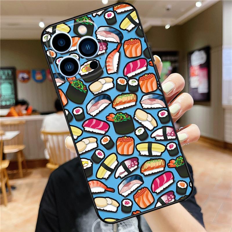Food Sushi Case For iPhone 17 16 15 14 13 12 11 Pro Max Mini Plus 16e 17 Air Bumper Cover Accessories