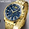New Men Watch Luxury Gold Business Chronograph Sport Mens Watches Full Steel Military Quartz Wristwatches Clock