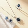 Blue Red Yellow Green Purple and White Gemstone Zircon Princess Crown Necklace Set Ring Earrings Pendant Female