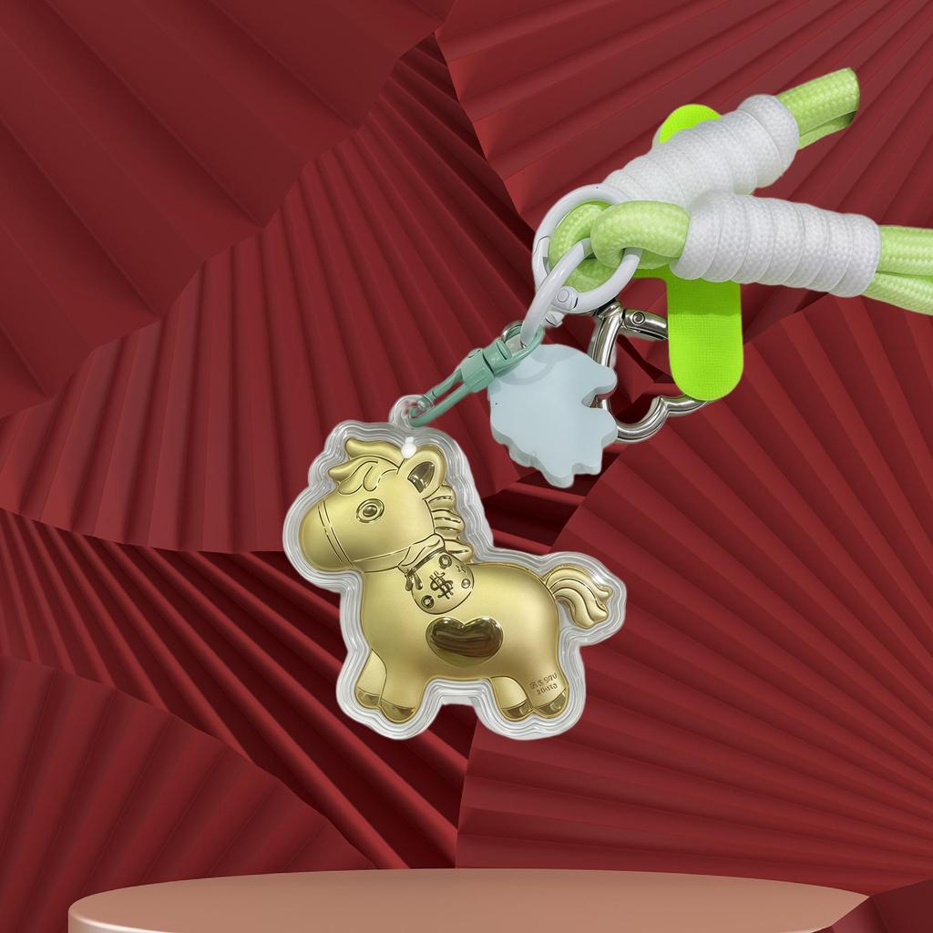 Кулон-брелок для ключей в виде лошади из чистого золота 999 пробы: Талисман мгновенного богатства для телефона, сумки или автомобиля