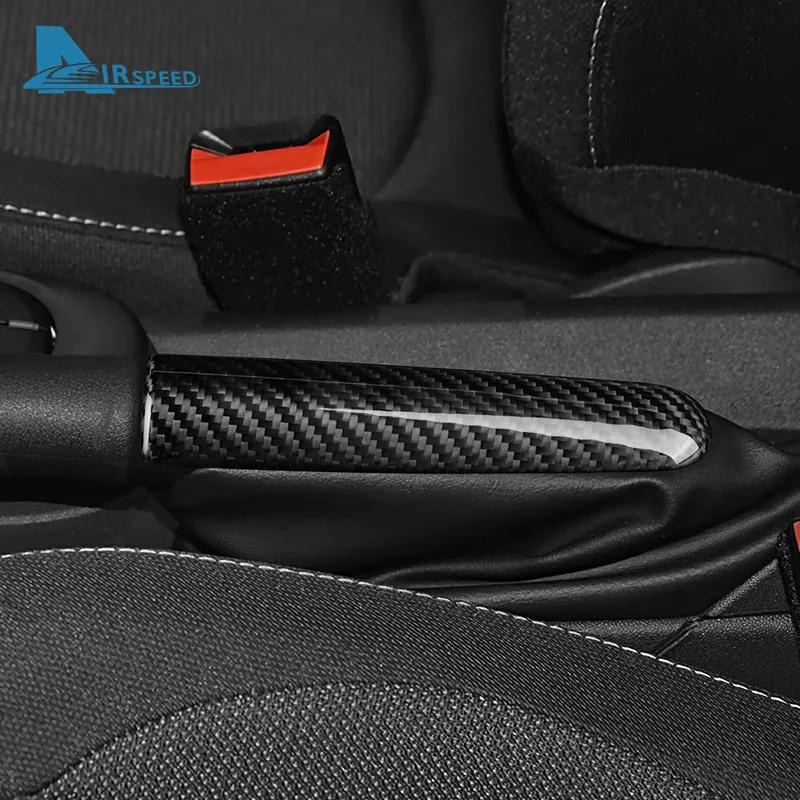 Real Hard Dry Carbon Fiber Decal Cover for Mini Hatchback F55 F56 F57 2017- Car Handbrake Grip Interior Trim Accessories
