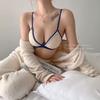 Простой бюстгальтер без косточек с треугольными чашками для женщин, тонкие бретельки, открытая спина, дышащий, сексуальный, бесшовный бюстгальтер для большой груди, чтобы она выглядела меньше, с тонкой чашкой