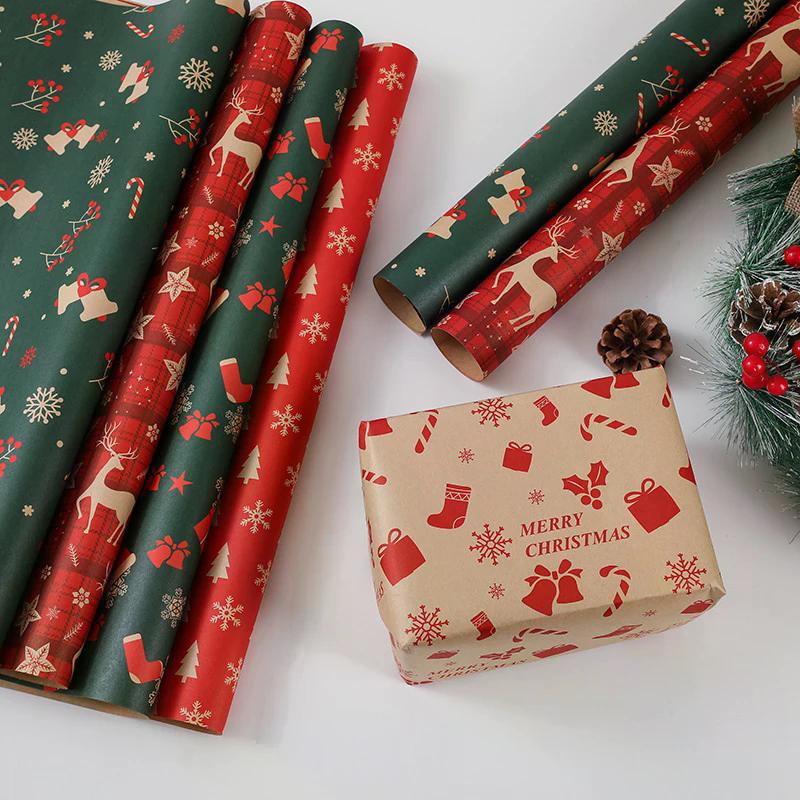 10pcsChristmas Gift Wrapping Paper Multi-purpose Portability Gift Packaging Papers Party Wedding Gift Wrapping Decoration Papers