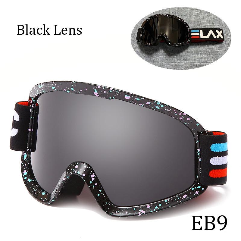 ELAX Brand New Double-Layer Anti-Fog Ski Goggles Outdoor Sports Three-Line Epoxy Full Coating Protective Goggles