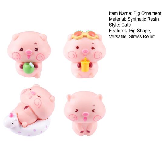 5 шт. Фигурка свиньи Мини Портативный размер Q-версия Дизайн свиньи Статуэтка Миниатюрная свинья Ландшафт Офисный стол Книжная полка Декор для автомобиля