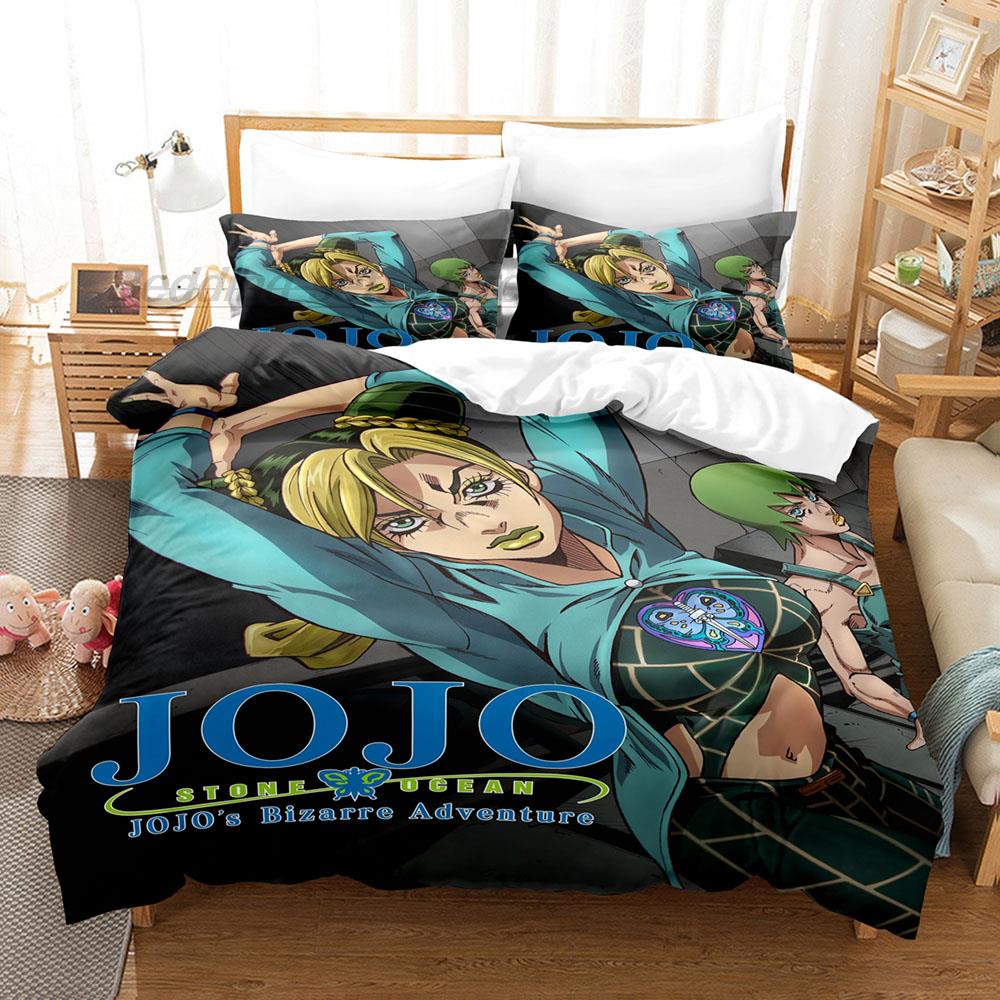 Постельное белье JoJo's Bizarre Adventure Односпальное Полуторное Двуспальное Евро Размер Кинг-Сайз Комплект постельного белья для взрослых и детей Пододеяльник Комплект с 3D-печатью Аниме Комплект простыней