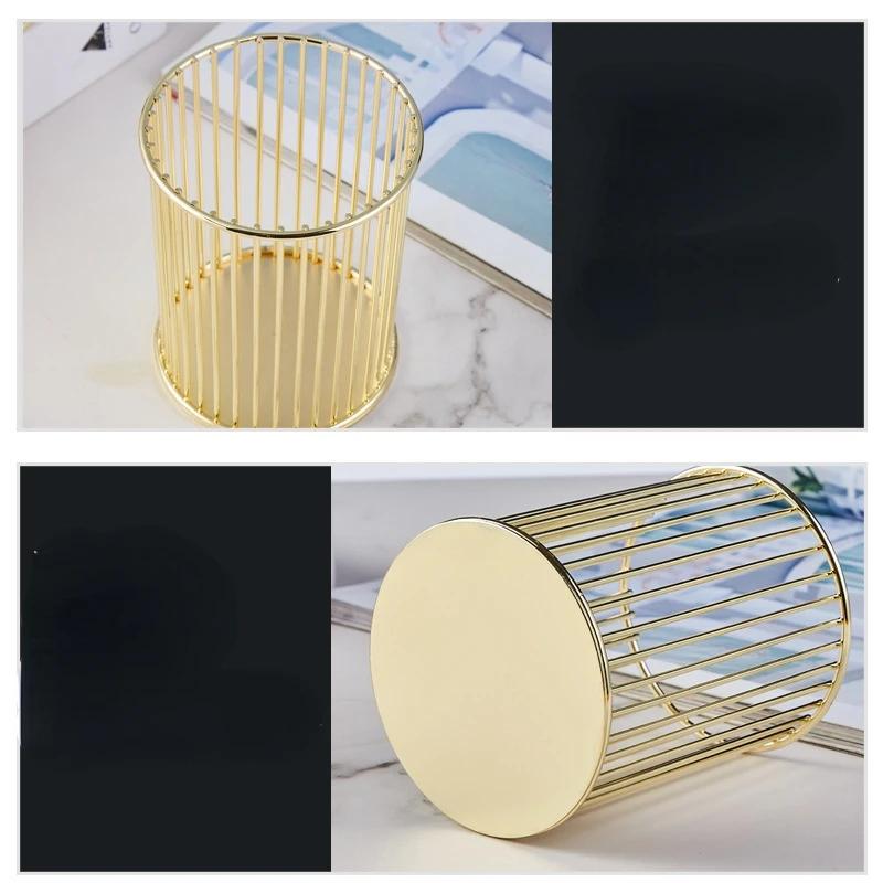 Настольный держатель для ручек, офисный школьный футляр для хранения, металлический, золотой, розовый, золотой ящик, настольная ручка, органайзер для карандашей, домашний декор, для хранения макияжа