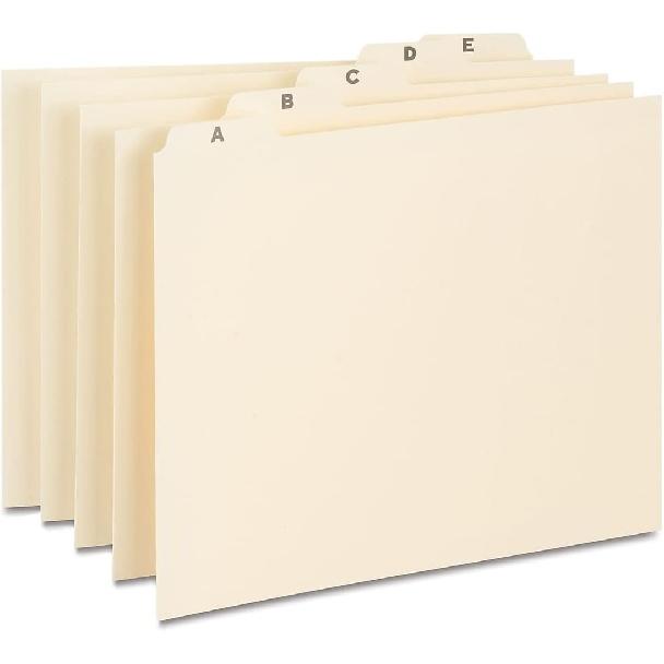 Staples A-Z Index File Guide, Letter, Manila, 25/Set