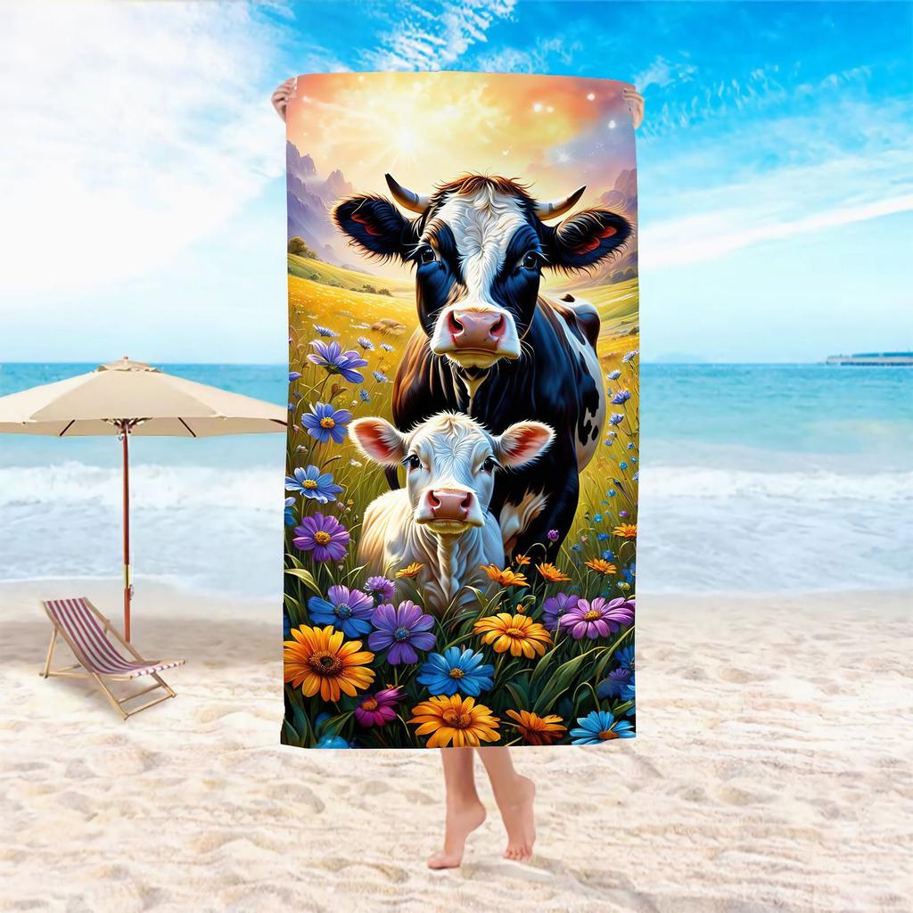 European And American Beach Towels Ins Wind Cows Animals Digital Printing Bath Towels Microfiber Beach Towels Quick Drying Water Absorption