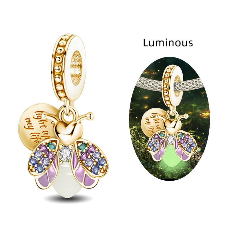 Оригинальные медные шармы-бусины, светящийся люминесцентный кулон в виде пчелы, светлячка, бабочки для браслета, шарма, DIY ювелирных изделий