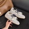 Niche Two-color Lace-up Flat Bottom 2025 Spring and Autumn New Casual Fashion Women's Shoes Versatile Simple Hip-hop Style Moral Training Shoes