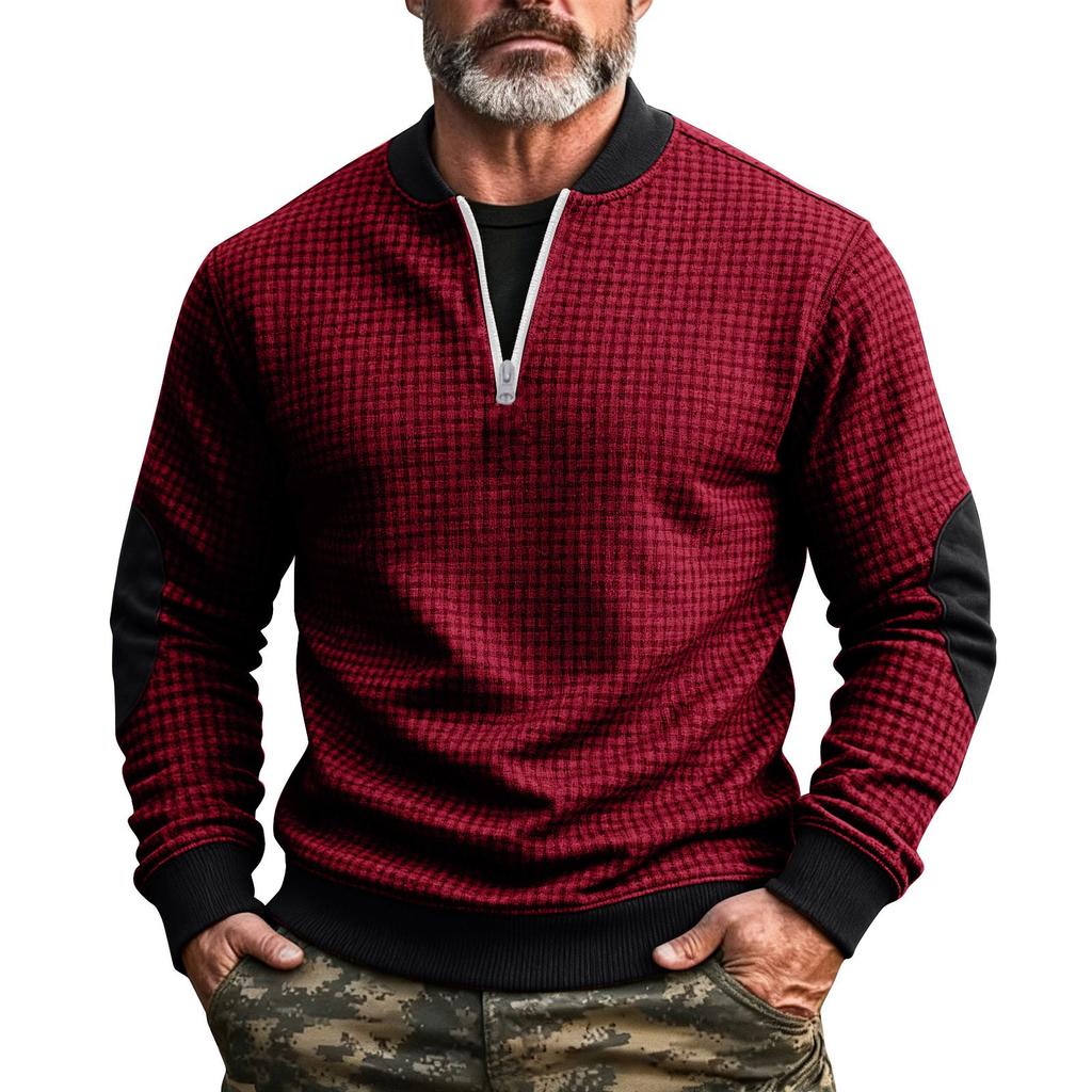 Men's Solid Color Half-Zip Sweatshirt Men's Sports Large Size Casual Sweatshirt