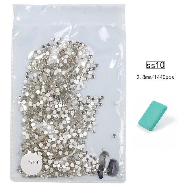 SS3-SS30, 1440 шт., супер блестящие многоцветные стразы с плоской задней частью без горячей фиксации для украшения ногтей, обуви и танцевальных украшений