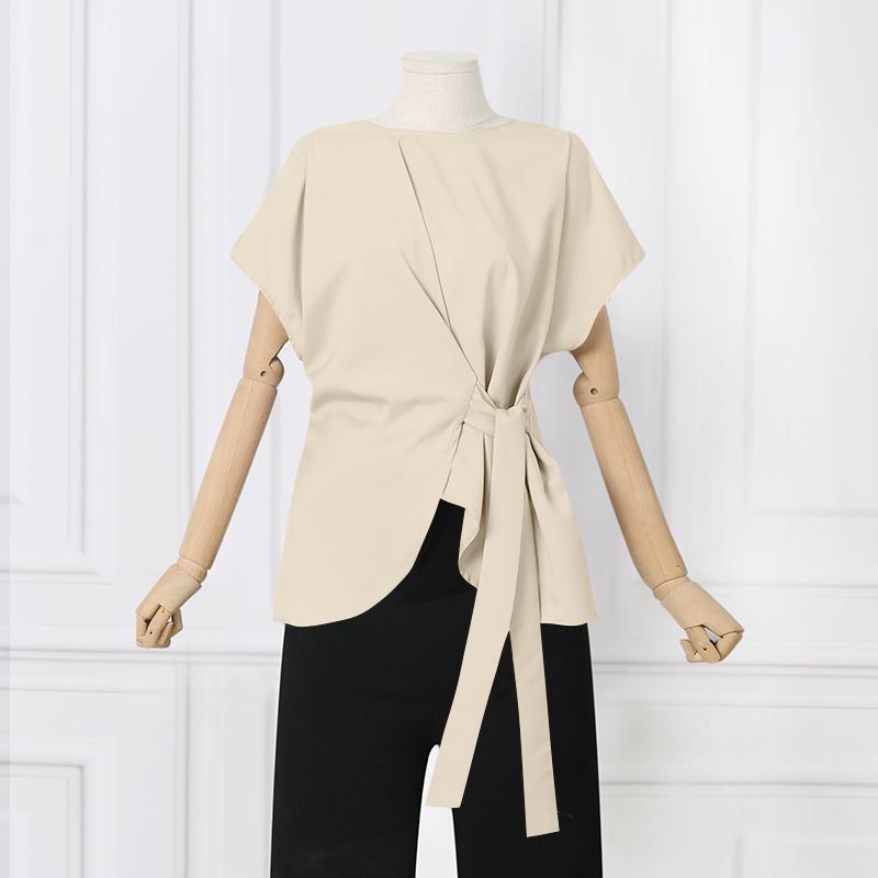 VONDA Летние женские туники с короткими рукавами и круглым вырезом, повседневные однотонные плиссированные блузки, футболки S-5XL