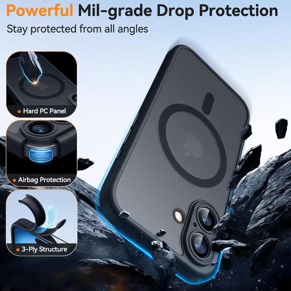 Чехол для телефона с защитой объектива для 17 16 15 14 Plus Pro ProMax Для MagSafe Ударопрочный Термостойкий Прозрачный Защитный Чехол