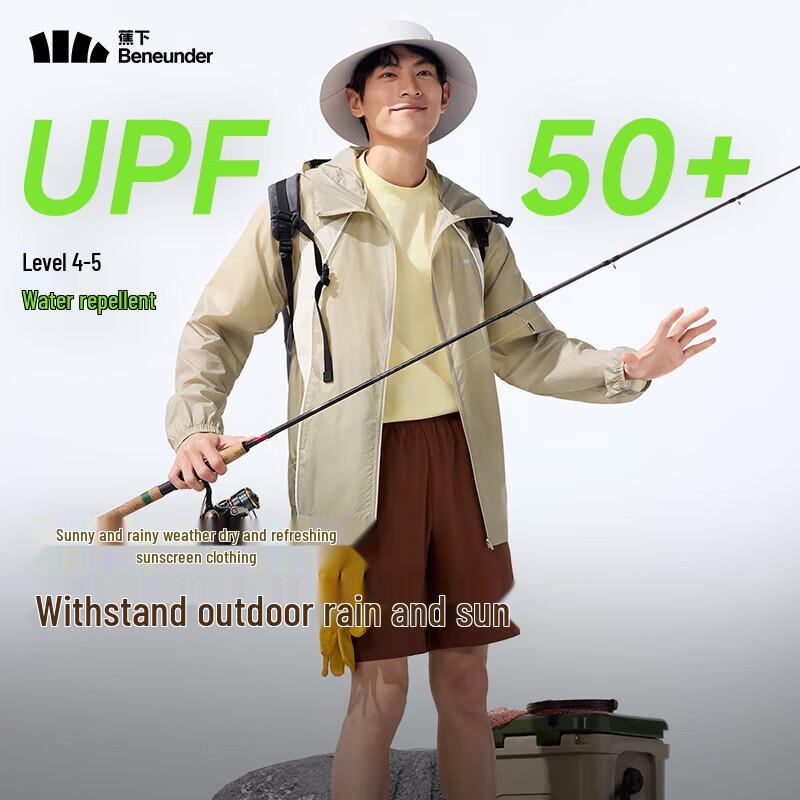 beneunder Мужская уличная куртка с капюшоном WR938, защита от солнца UPF 50+, быстросохнущая