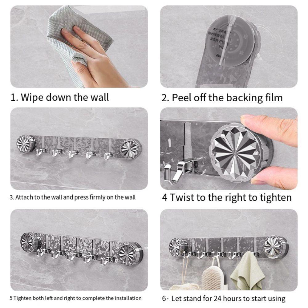 Transparent Wall Mounted Corrugated Row Hook 5 Hooks Sundries Storage Hook  Bathroom Accessories