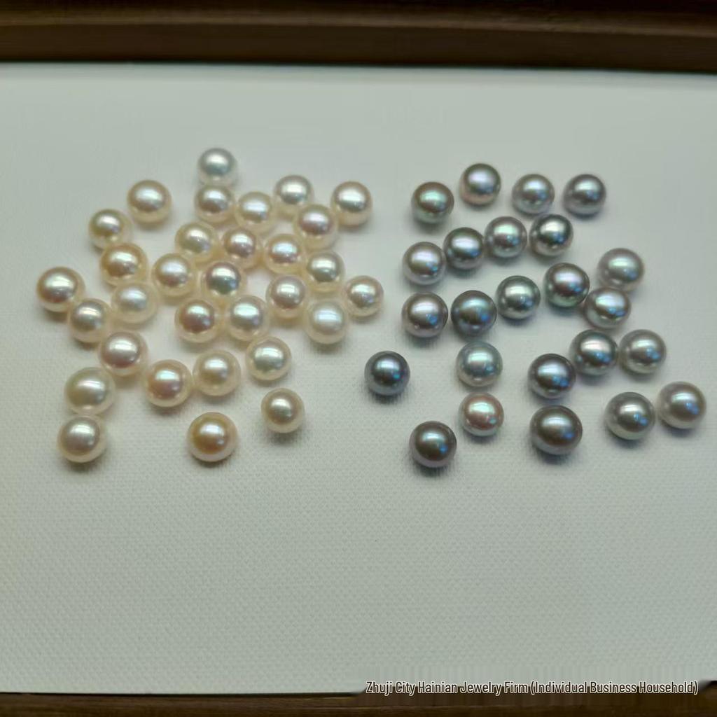 Белые жемчужины Hanadama Mantou 7-8 мм, пресноводный жемчуг, полупросверленные бусины для самостоятельного изготовления сережек и колец.