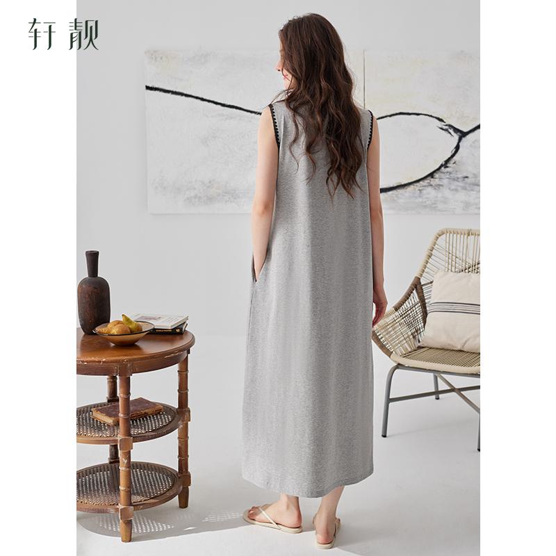 Xuan Liang [with chest cushion] casual nightgown for women in summer, thin cotton sleeveless vest, super long skirt, cartoon home outfit
