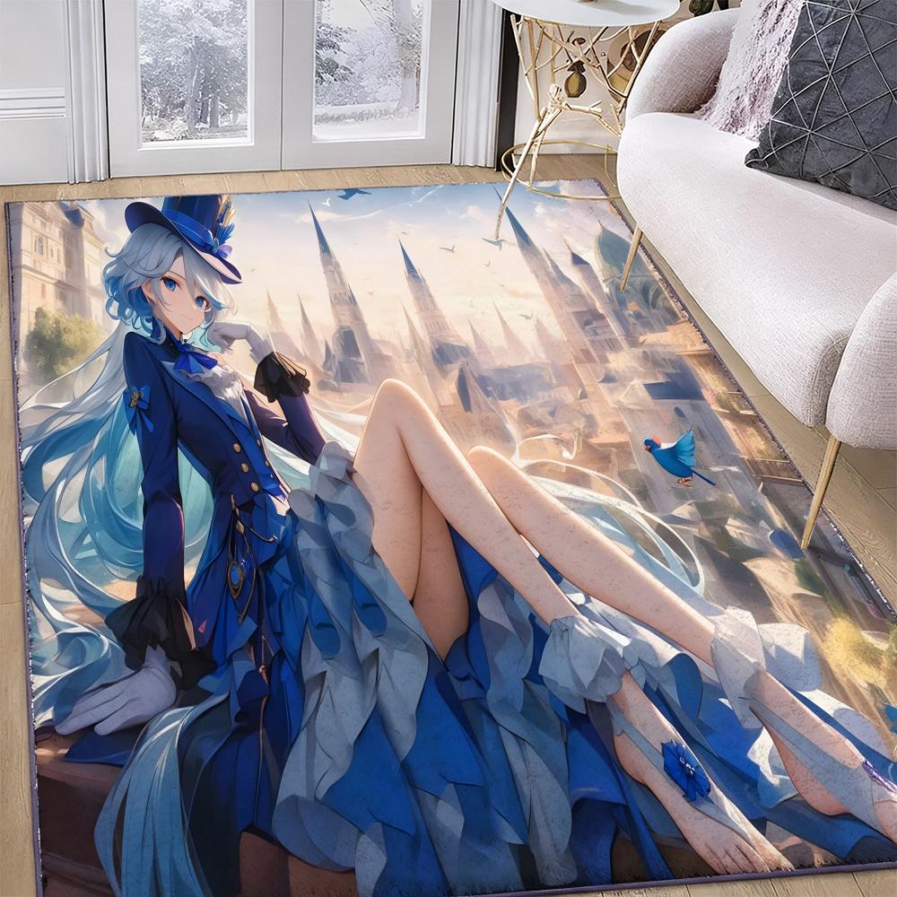 Floor Mat Soft Flannel Rug Non-Slip Absorbent Mat for Bathroom Bedroom Home Decor Genshin Impact Furina