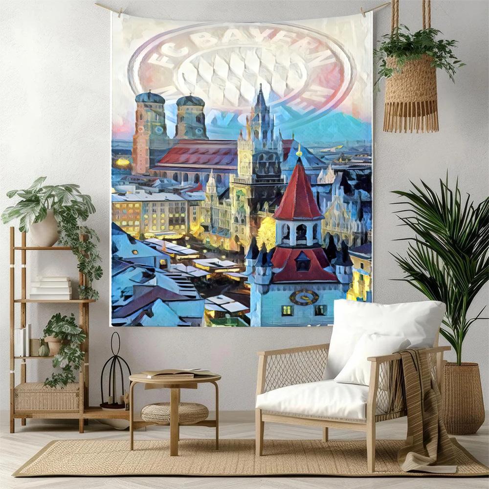 Bayern Munich Wall Decor Tapestry Art For Pet Memorial Birthdaywedding Party Backdrop Family Gift
